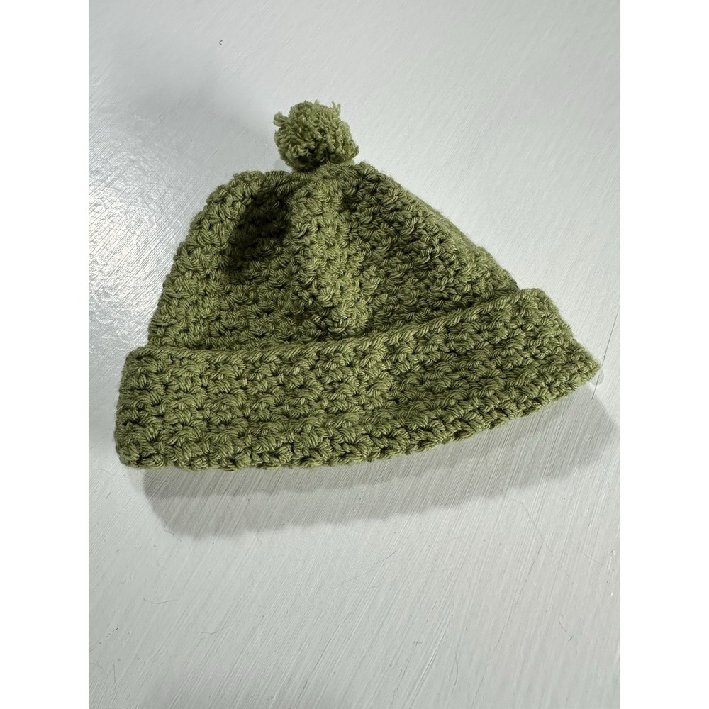 Chunky Knit Pom Winter Olive Green Beanie